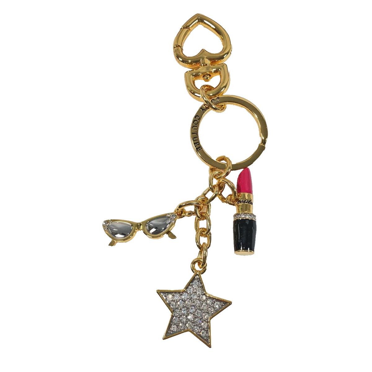 Juicy Couture Key Fob Bag Charm Glamour Girl Lipstick Pave Star Sunglasses