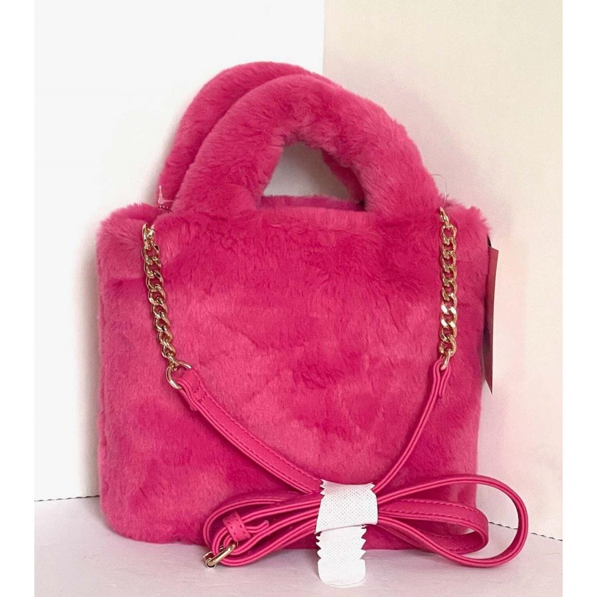 Juicy Couture Fluffy Fur Mini Tote Pink Crossbody Free Love Purse Small Bag