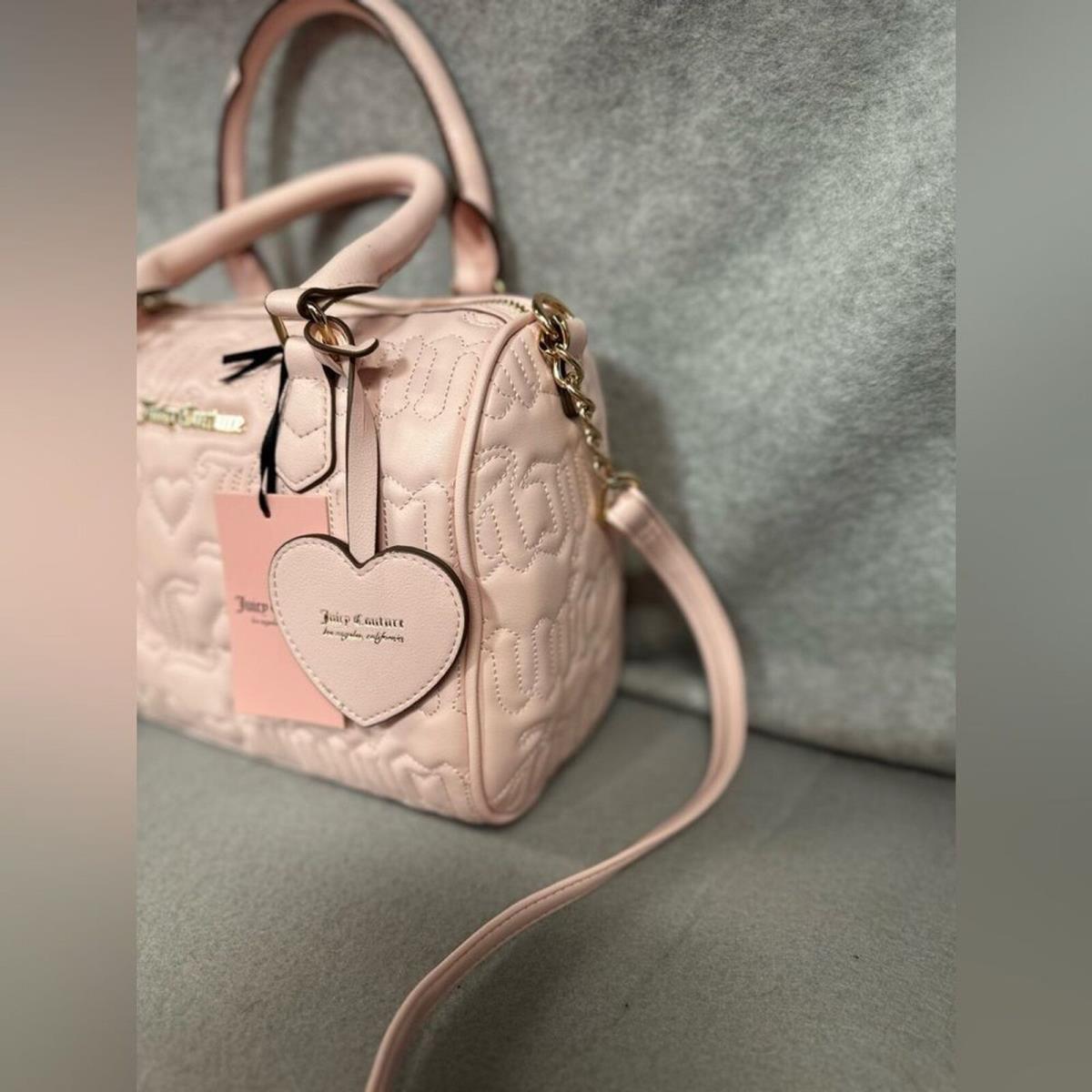 Juicy Couture Purse Fame Satchel in Pink Powder Blush Quilted Juicy Spellout