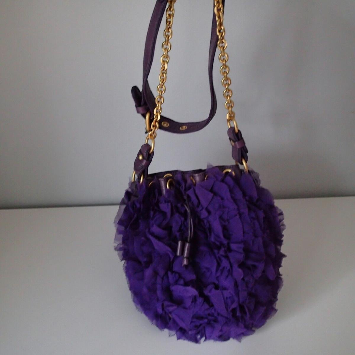 Juicy Couture Purple Chiffon Purse Party Pouchette Crossbody Swing Bag Beach