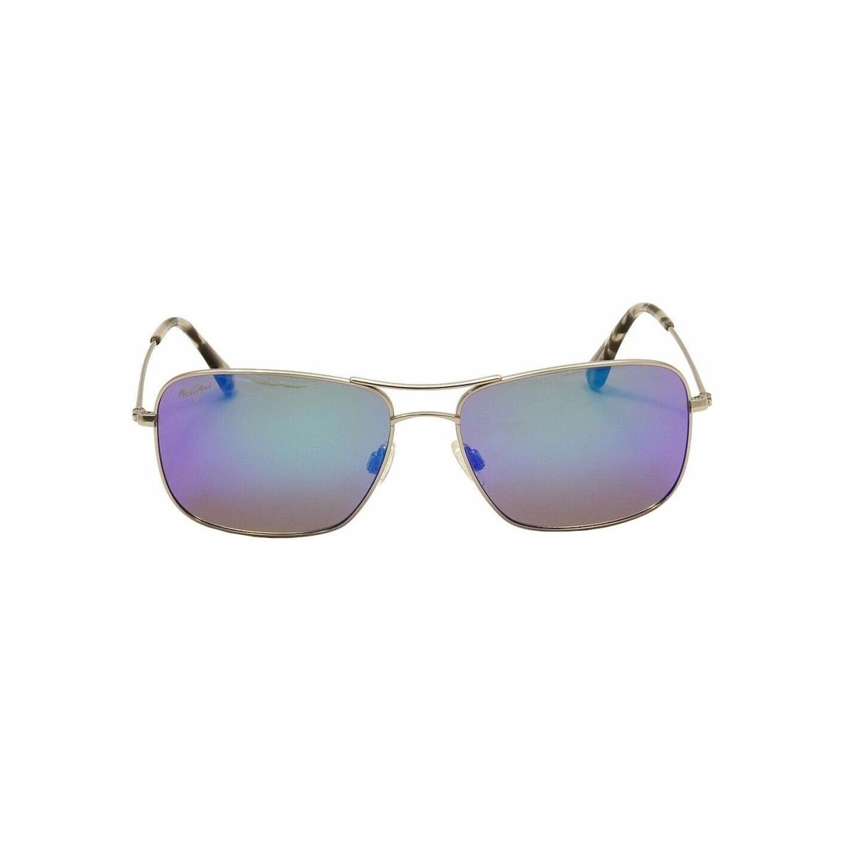 Maui Jim B246-17 Wiki Wiki Polarized Silver Frame Blue Hawaii Lens Sunglass - Frame: Silver, Lens: Blue