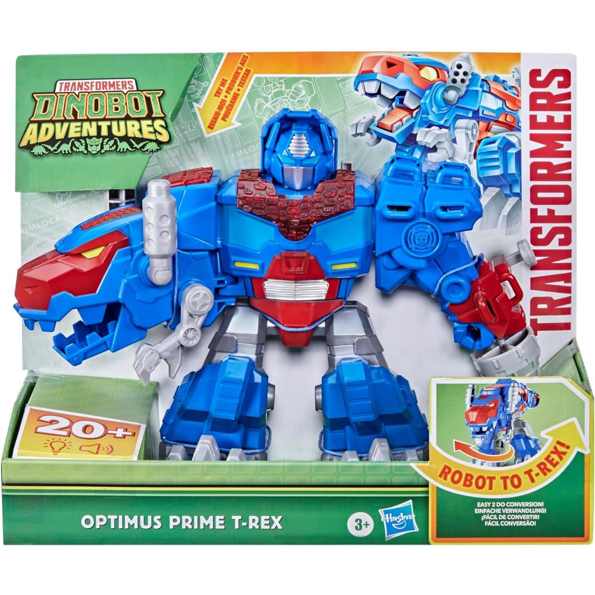 Transformers Dinobot Adventures Optimus Prime T-rex 9 Figure Lights and Sounds