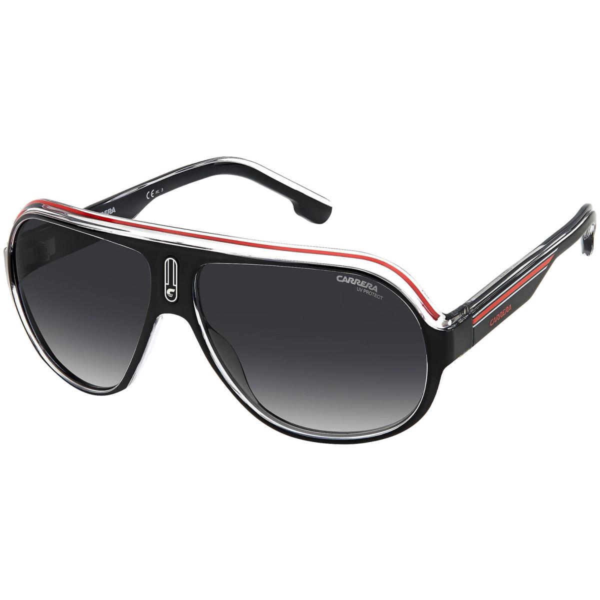 Carrera Men`s Black/crystal/red Pilot Sunglasses w/ Gradient Lens - 0T4O 9O