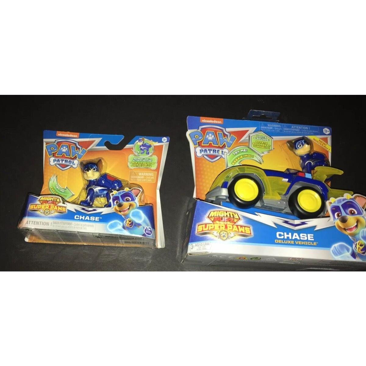 Paw Patrol Mighty Pups Super Paws Set Chase Figure and Chase Deluxe Vehicle