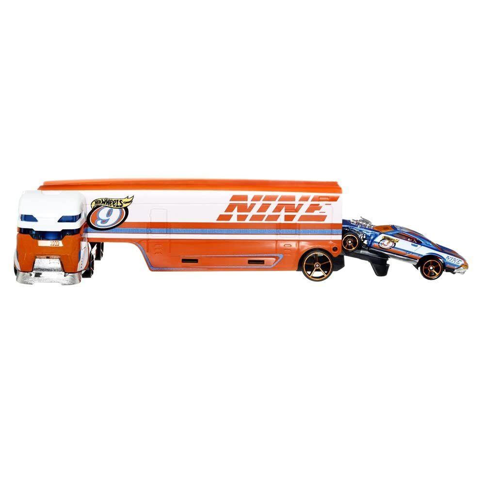 Speedway Hauler Vehicle - Semi-truck with Car Detachable Trailer - Multicolored