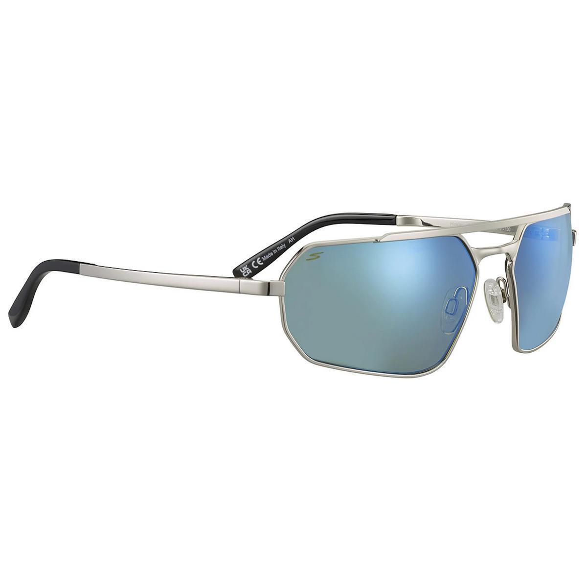 Serengeti Hinkley Sunglasses Shiny Silver Saturn Polarized 555nm Blue