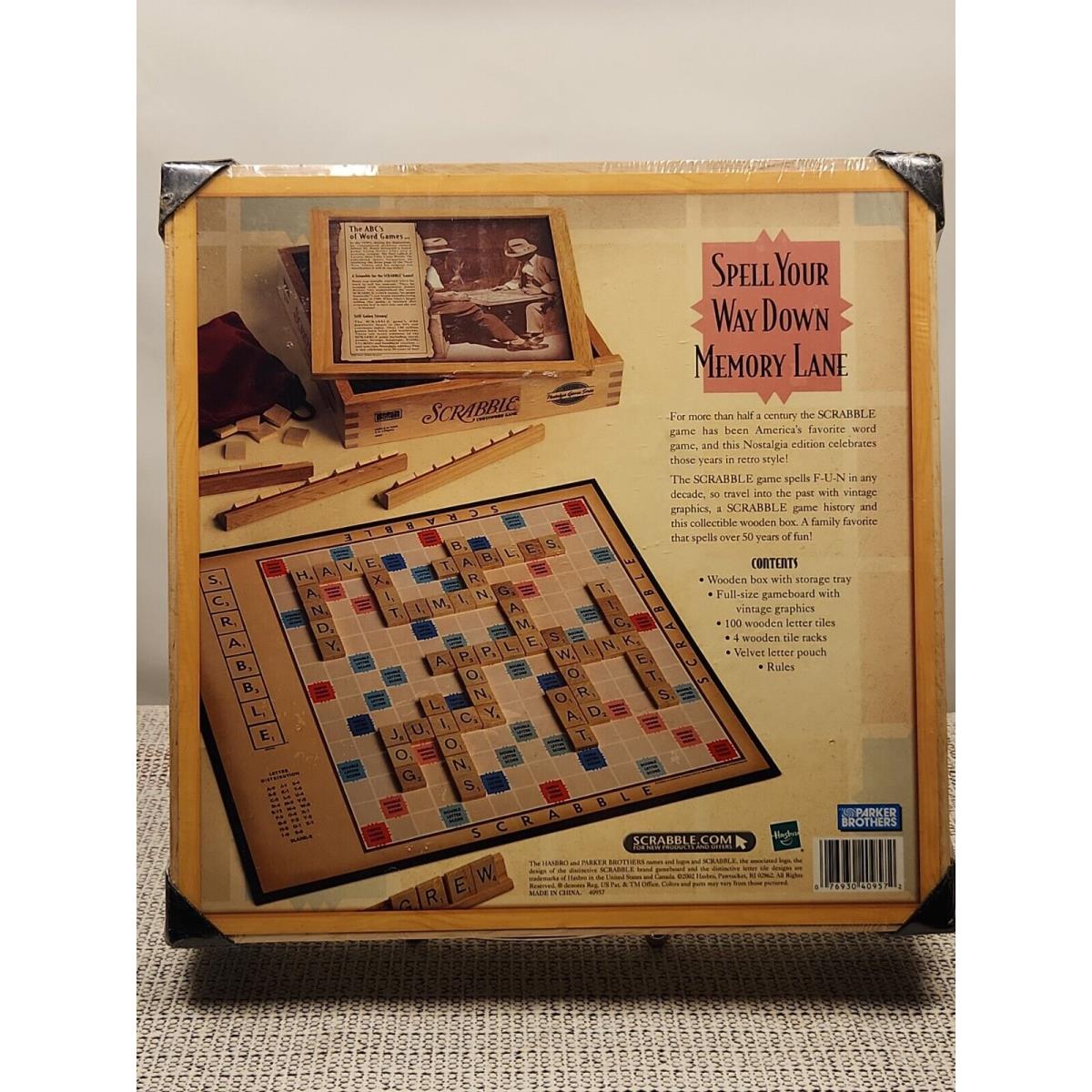2002 Parker Brothers Scrabble in Wooden Box Nostalgia