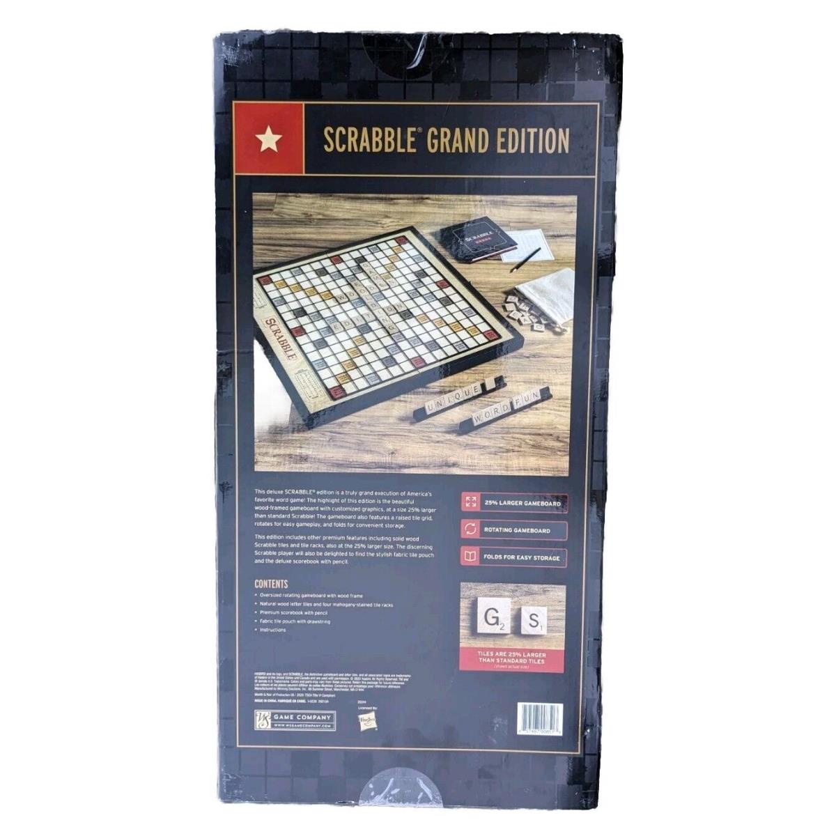 Scrabble Grand Edition Folding Rotating Wood Frame 25% Larger Tiles