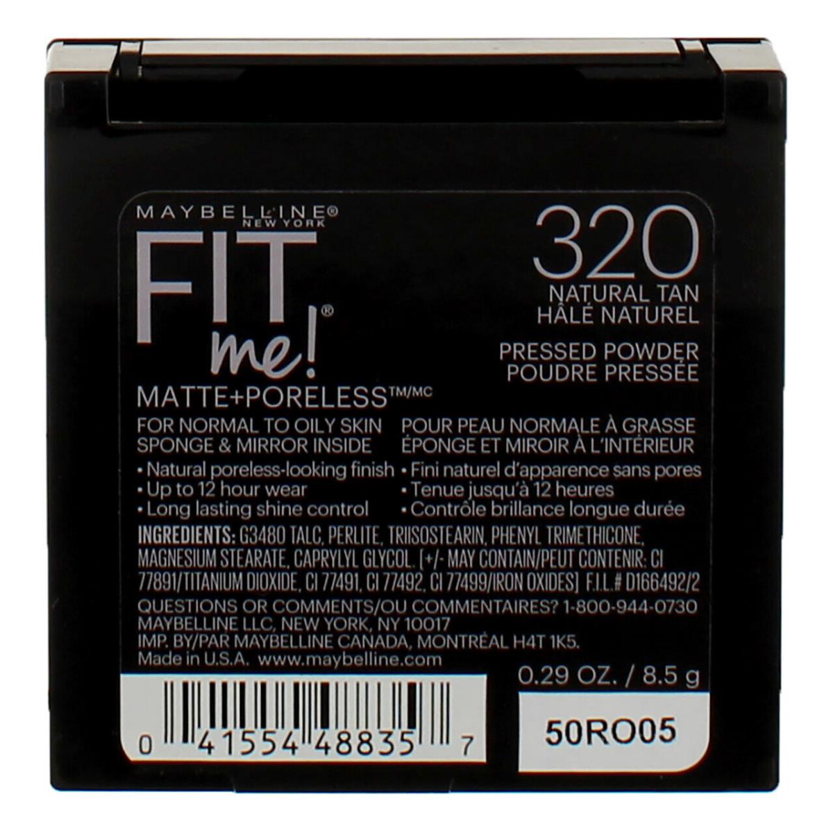 6 Pack Maybelline Fit Me Matte + Poreless Pressed Powder Natural Tan 320