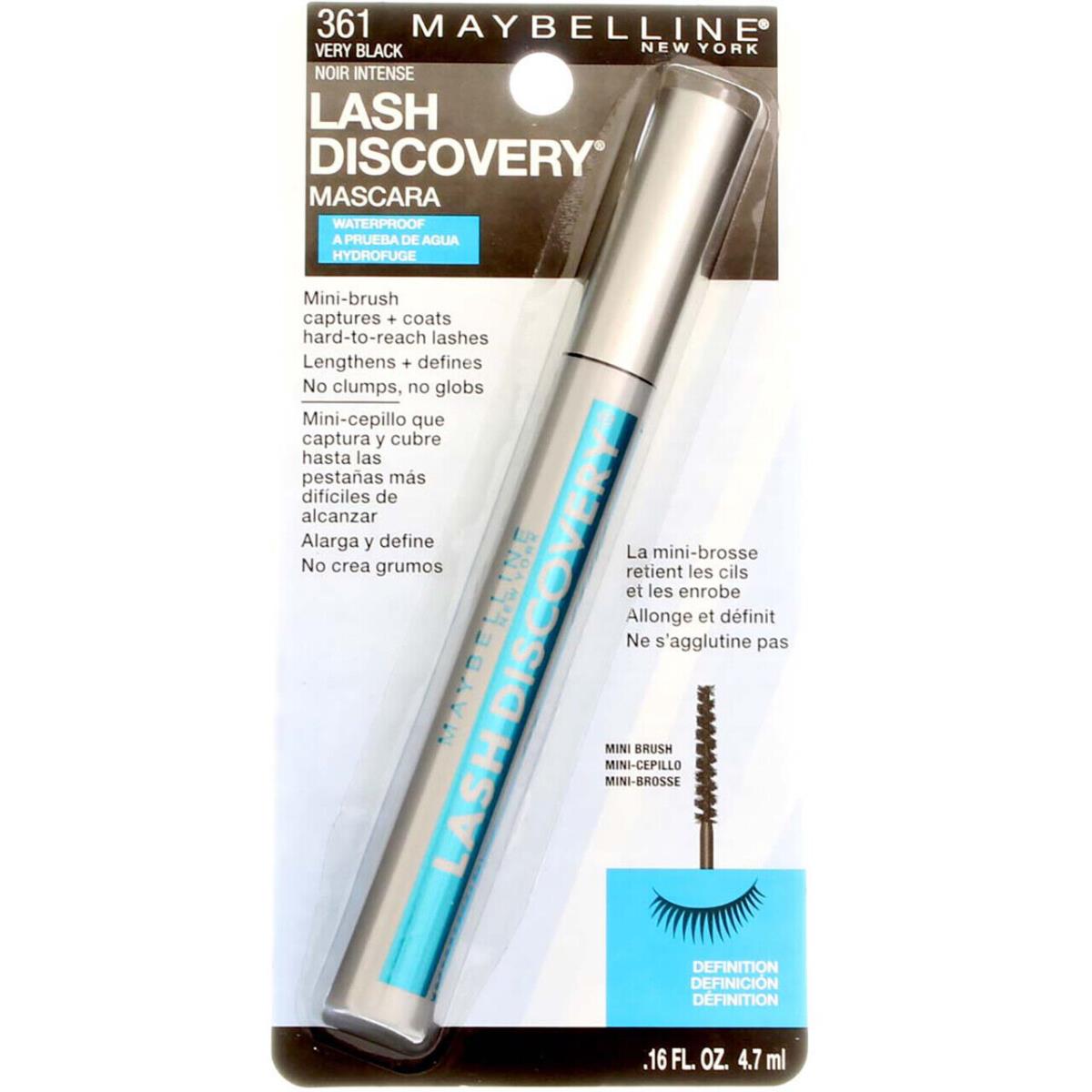 6 Pack Maybelline Lash Discovery Waterproof Mascara Very Black 361 0.16 fl oz