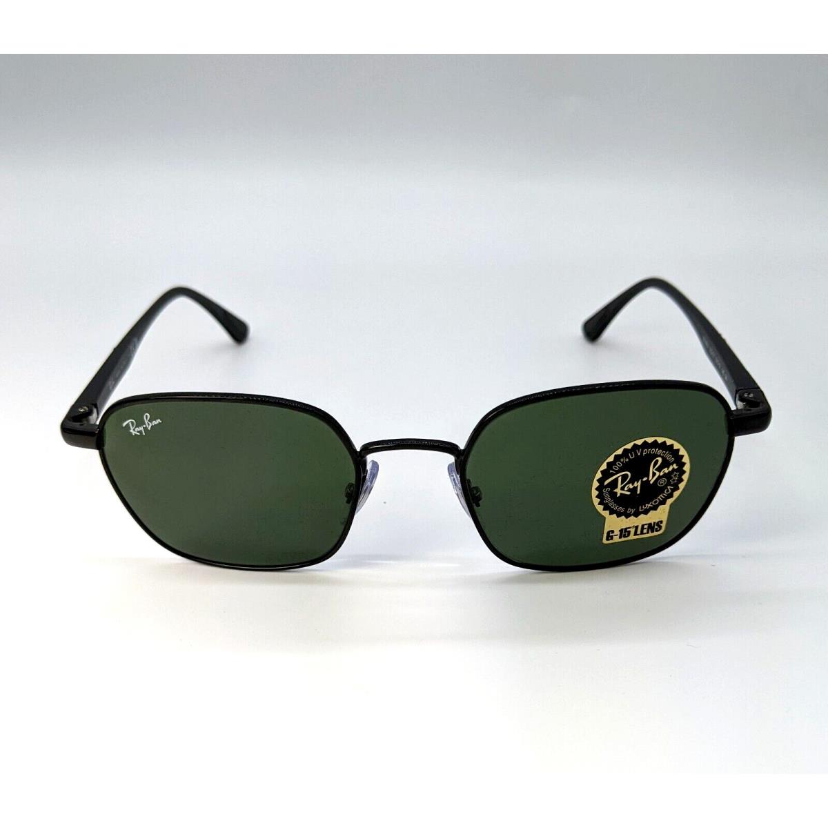 Ray-ban RB3664 002/31 Square Sunglasses Black/green G-15 Lenses 50-19-145