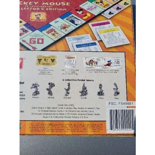 Monopoly Mickey Mouse 75th Anniversary Collector Edition Board Game 2004