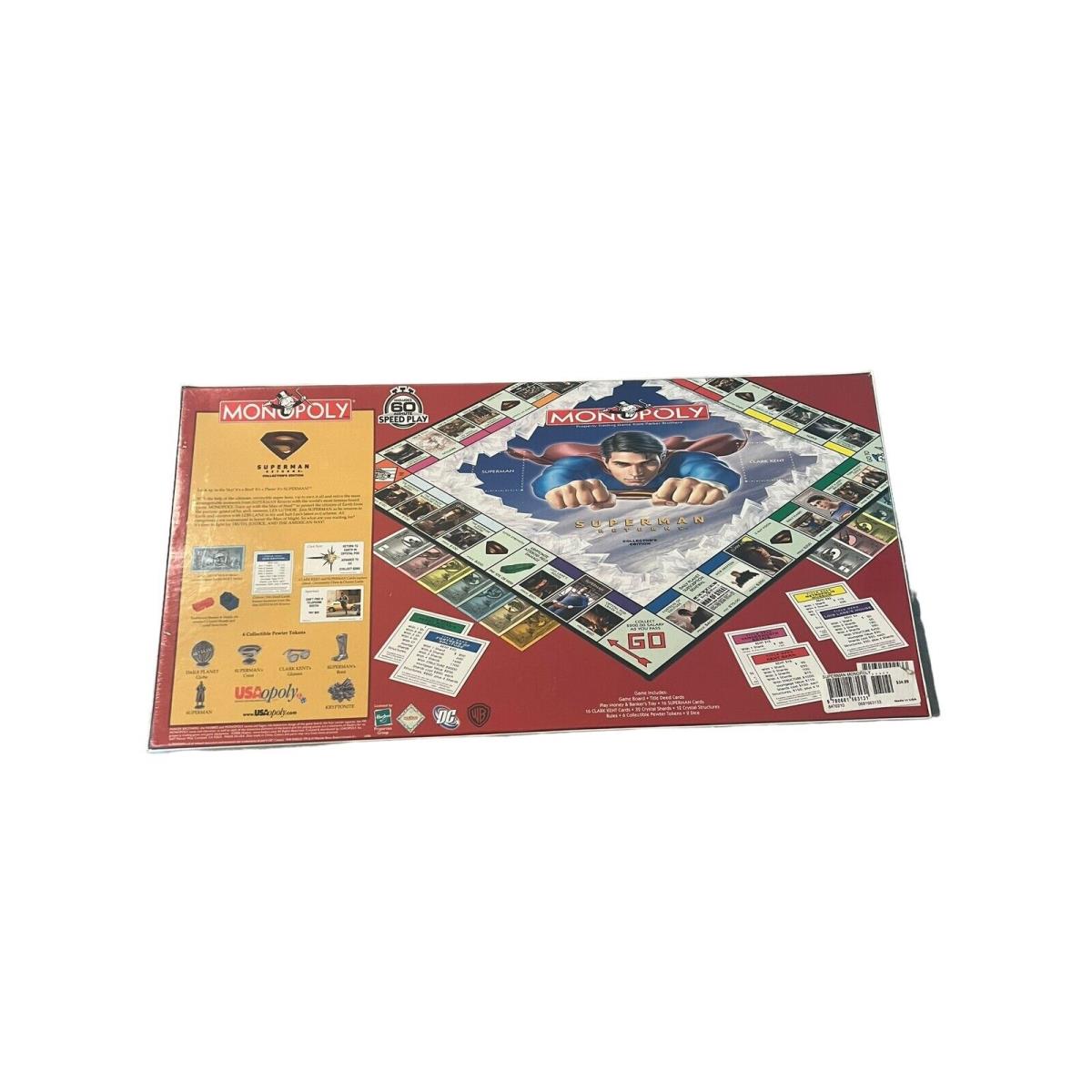 2006 Monopoly Superman Returns Board Game Collector`s Edition Comics