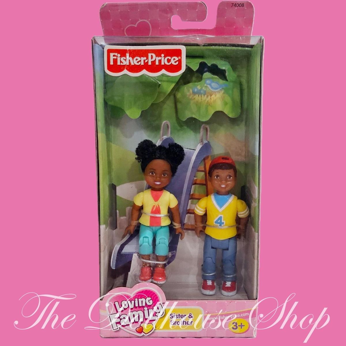 Fisher Price Loving Family Dollhouse African American Sister Brother Sibling Dol