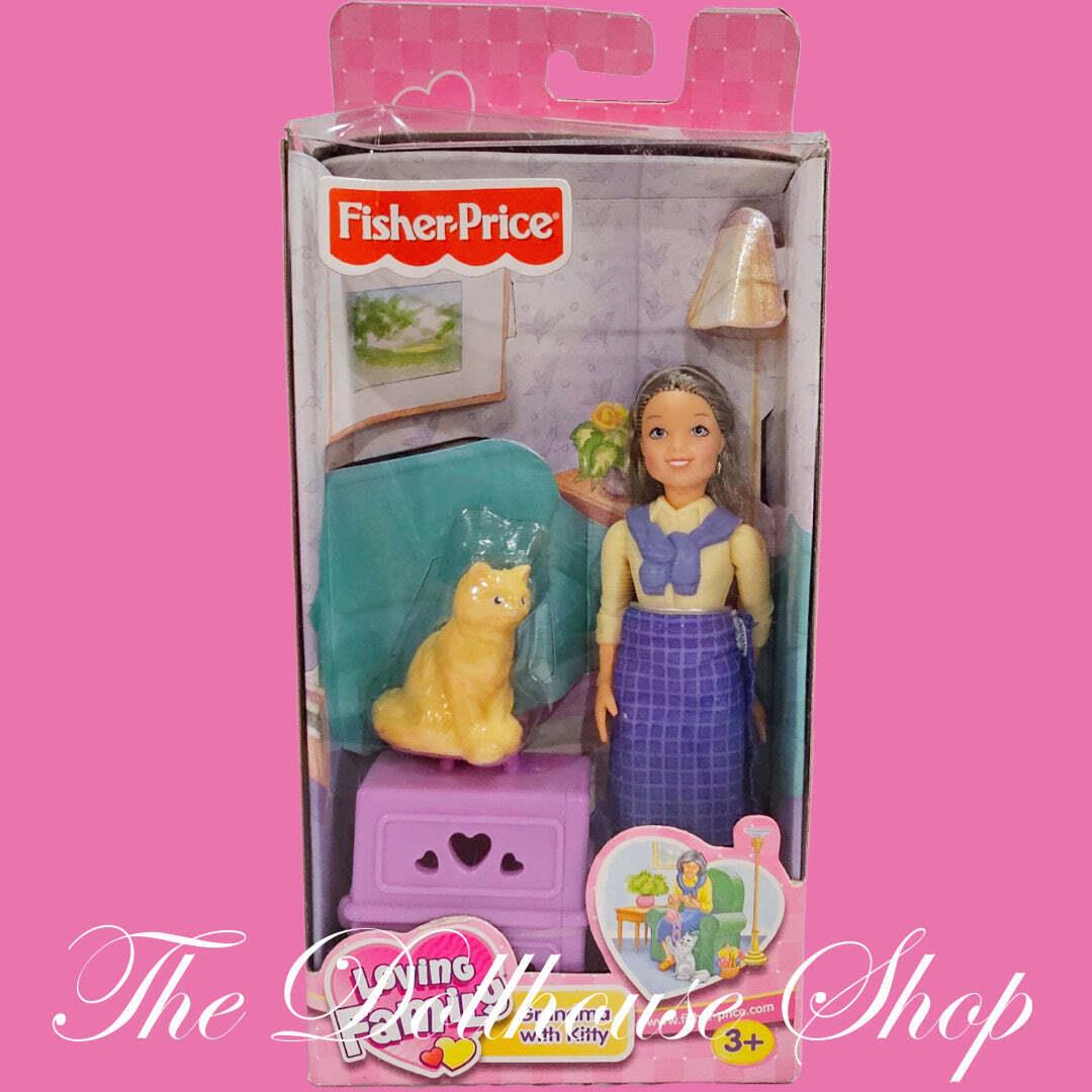 Fisher Price Loving Family Dollhouse Grandma with Kitty Doll Cat