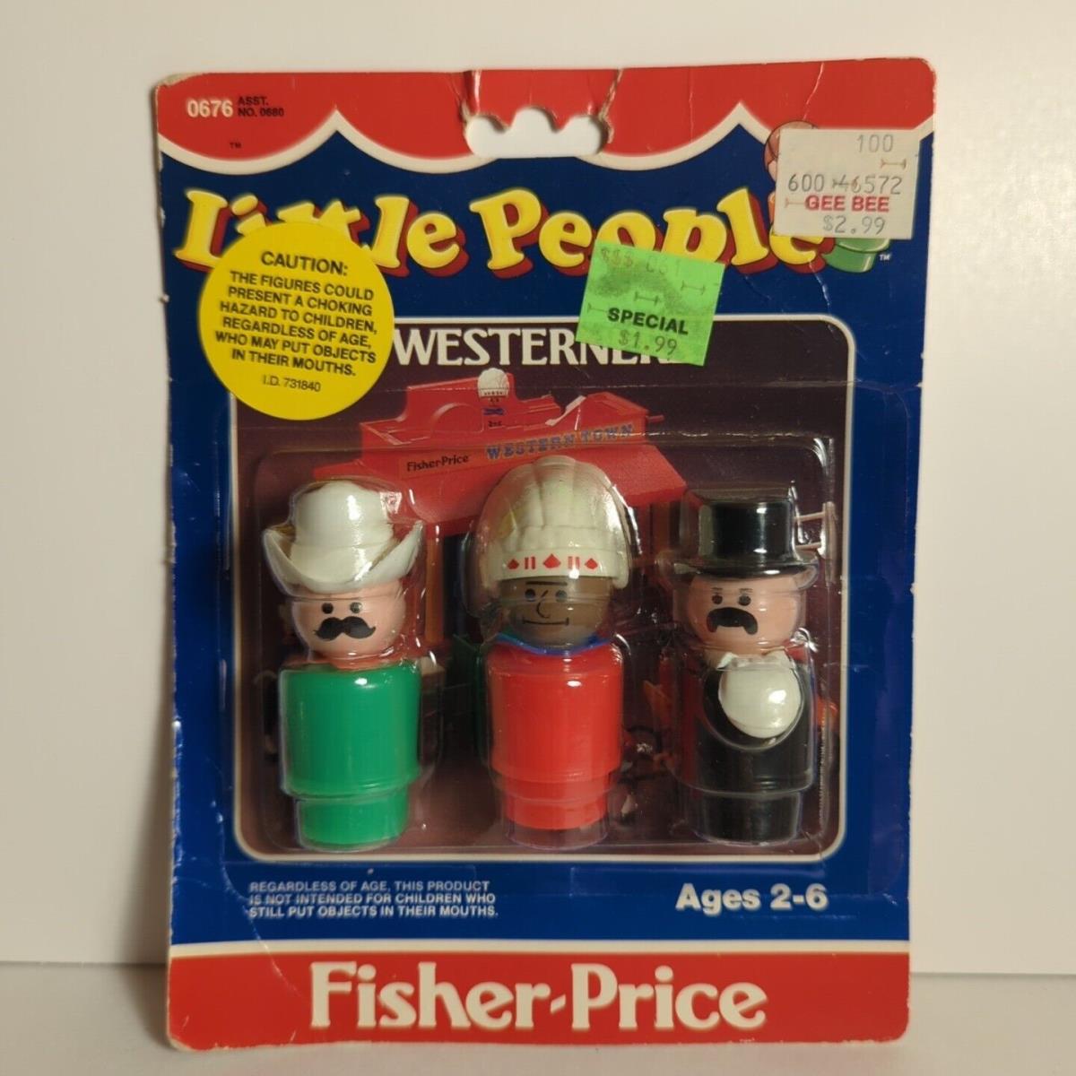 Vtg 1985 Fisher Price Little People Westerners Action Figures Toys ON Card