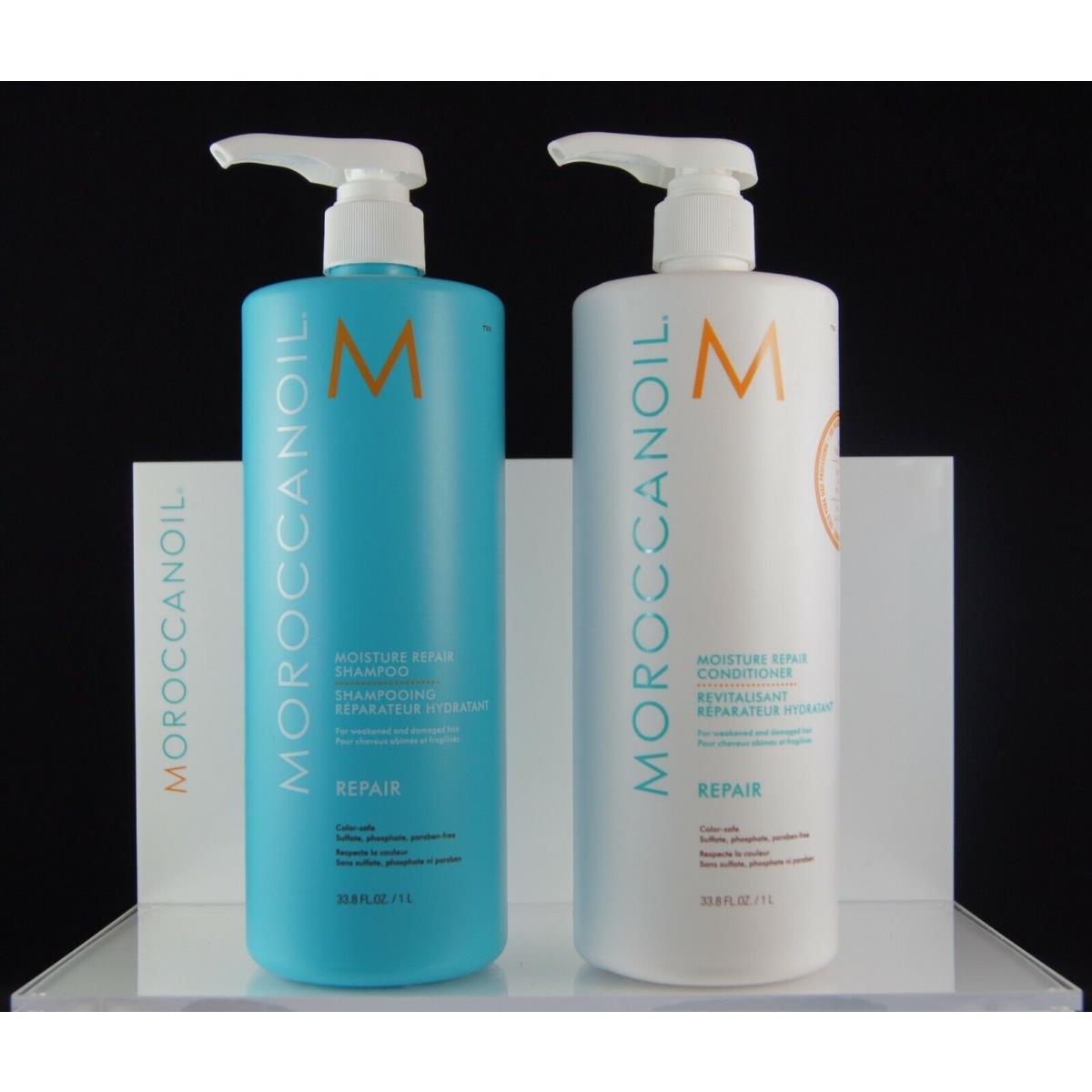 Moroccanoil Moisture Repair Shampoo / Conditioner 1 L / 33.8 oz Damaged Hair Combo Set