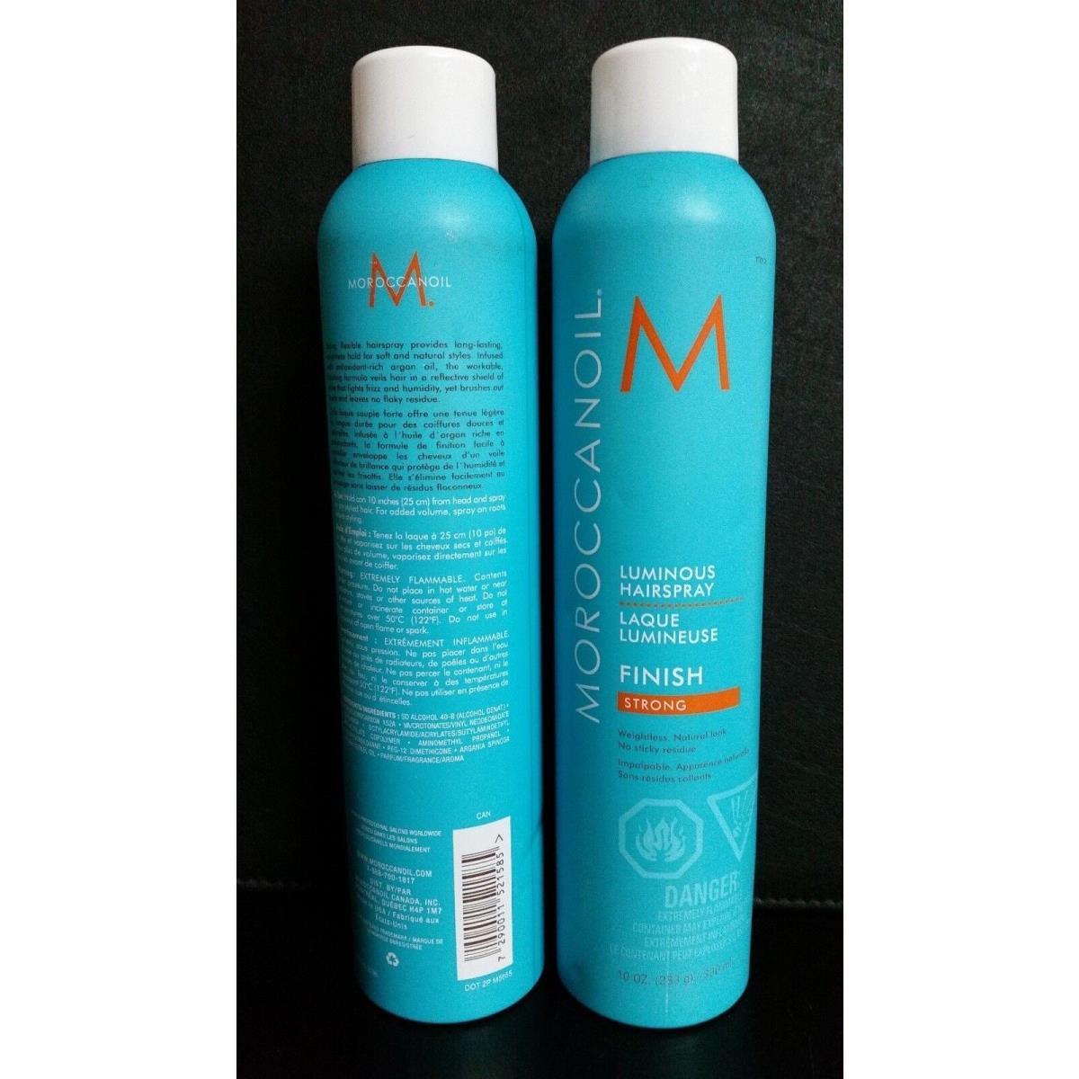 2 X Moroccanoil Luminous Hairspray Finish Strong 10 oz ea