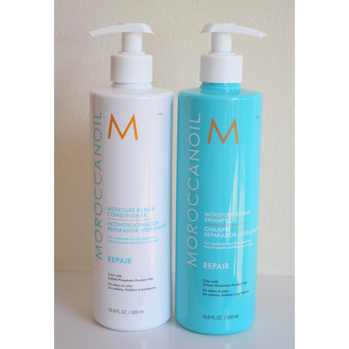 Moroccanoil Moroccan Argan Oil Moisture Repair Shampoo Conditioner Pump Bottles