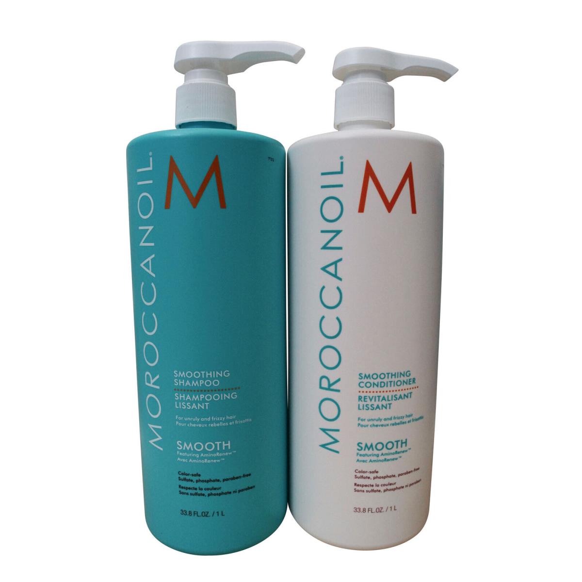 Moroccanoil Smoothing Shampoo Conditioner Set Unruly Frizzy Hair 33.8 OZ