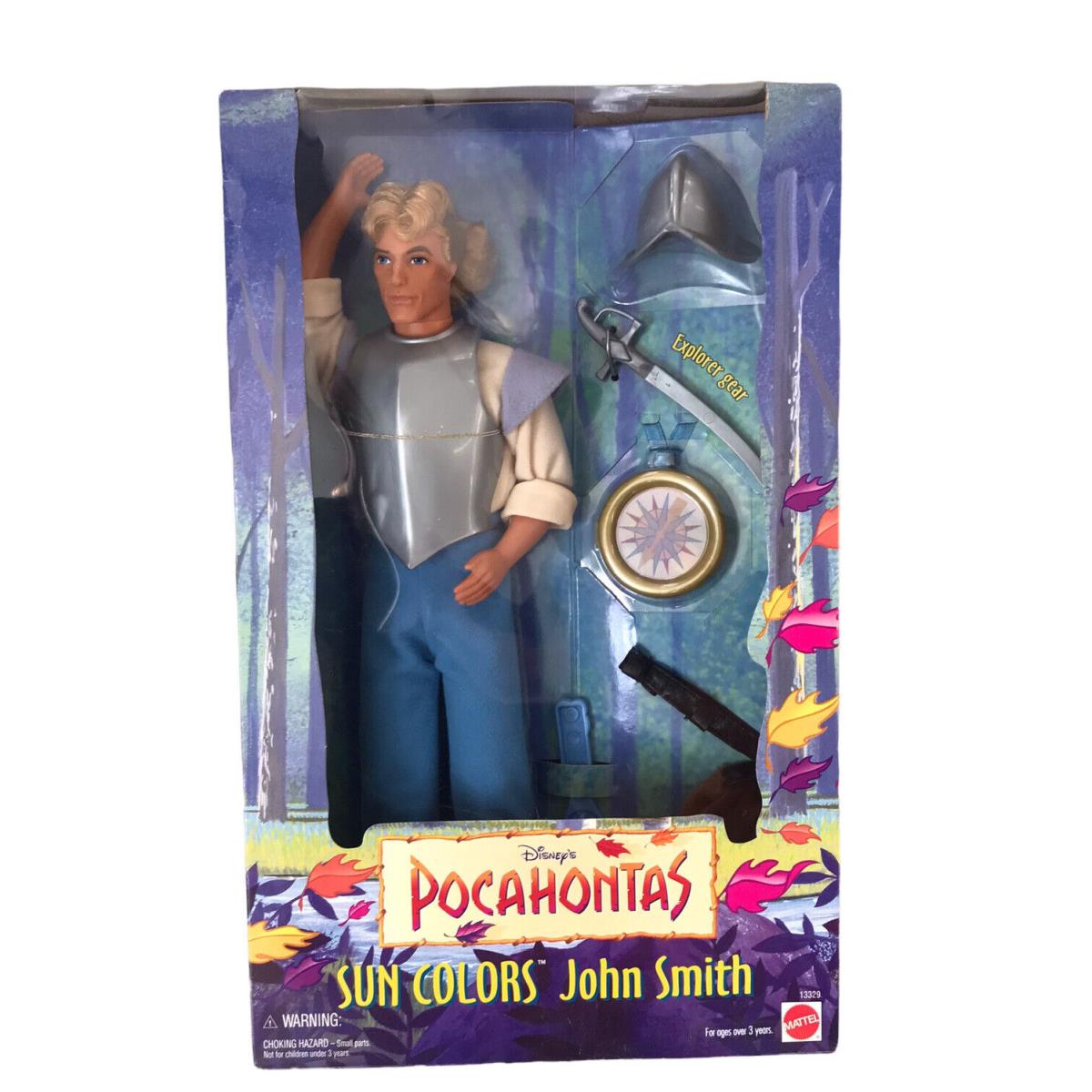 Vintage Mattel 1995 Disney Pocahontas Sun Colors John Smith Doll 13329 Gear