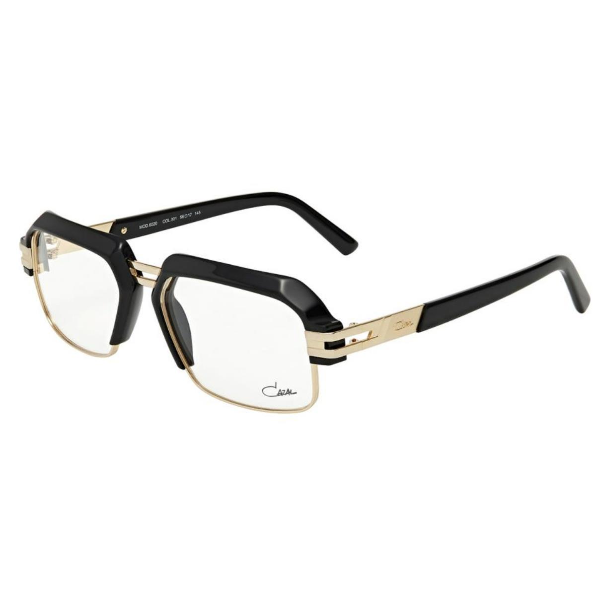 Cazal Prescription 6020 001 56MM Black Gold Frame with Clear Lenses