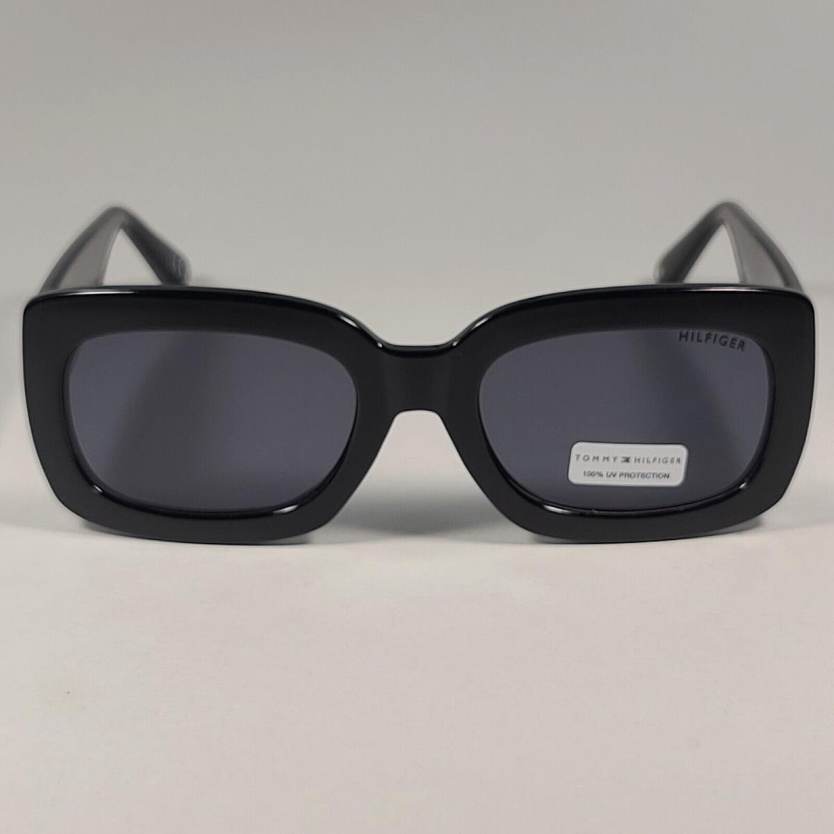 Tommy Hilfiger WP OL603 Large Oval Sunglasses Shiny Black Frame Gray Tinted Lens