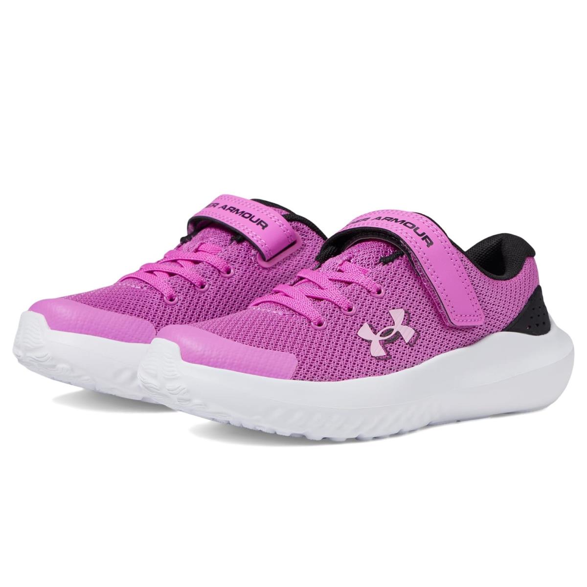 Girl`s Shoes Under Armour Kids Surge 4 Alternate Closure Little Kid Vivid Magenta/Black/Stellar Pink