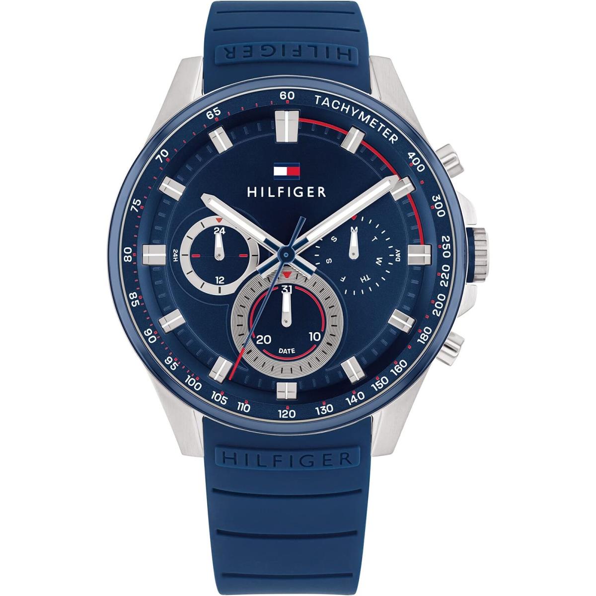 Tommy Hilfiger 1791970 Men`s W/resistant Stainless Steel Silicone Strap Watch