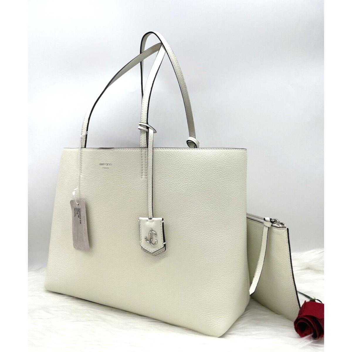 Jimmy Choo Nine2Five Large Pebbled Leather E/w Tote In Latte