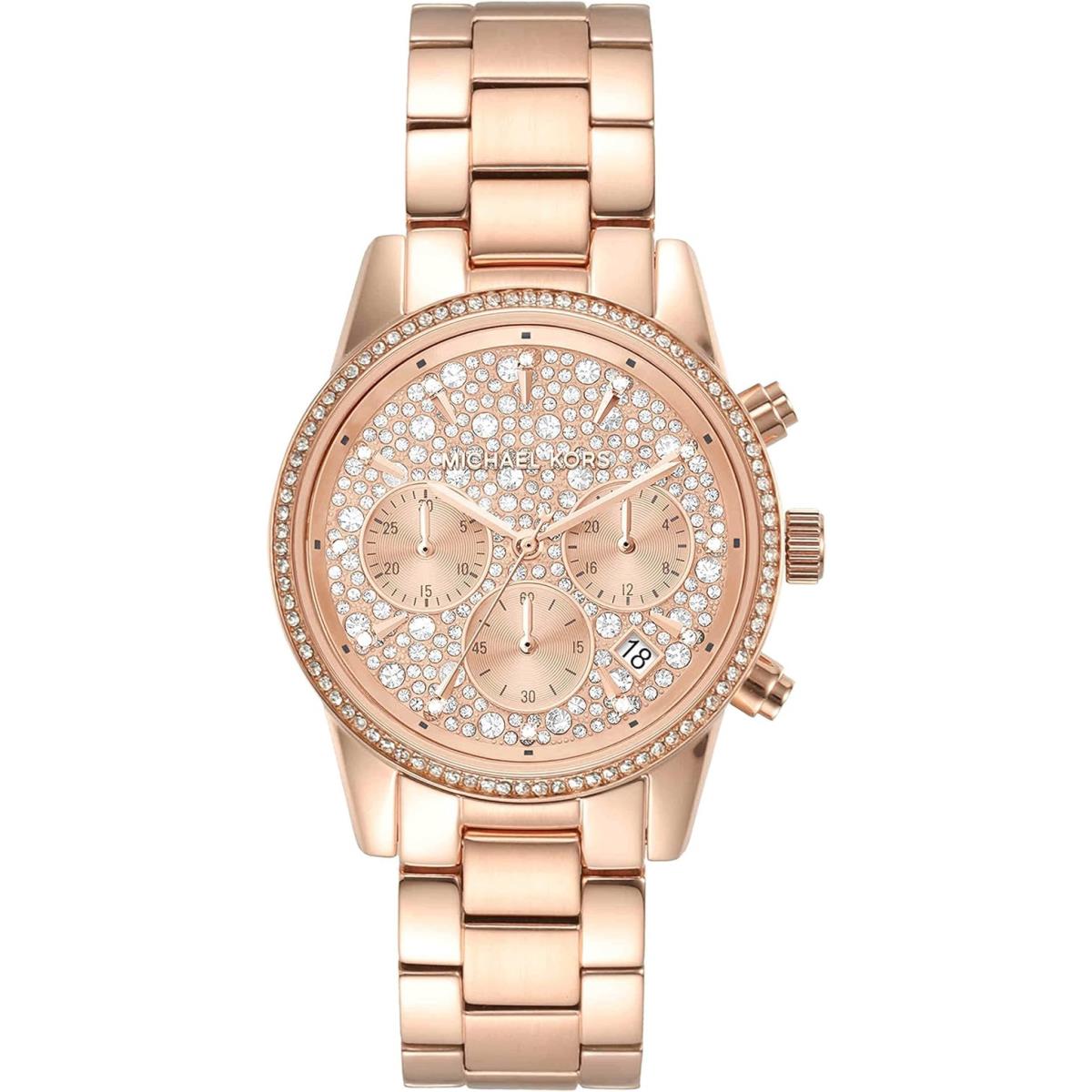 Michael Kors Ritz Women`s Watch Stainless Steel Pav Crystal Watch All Colors