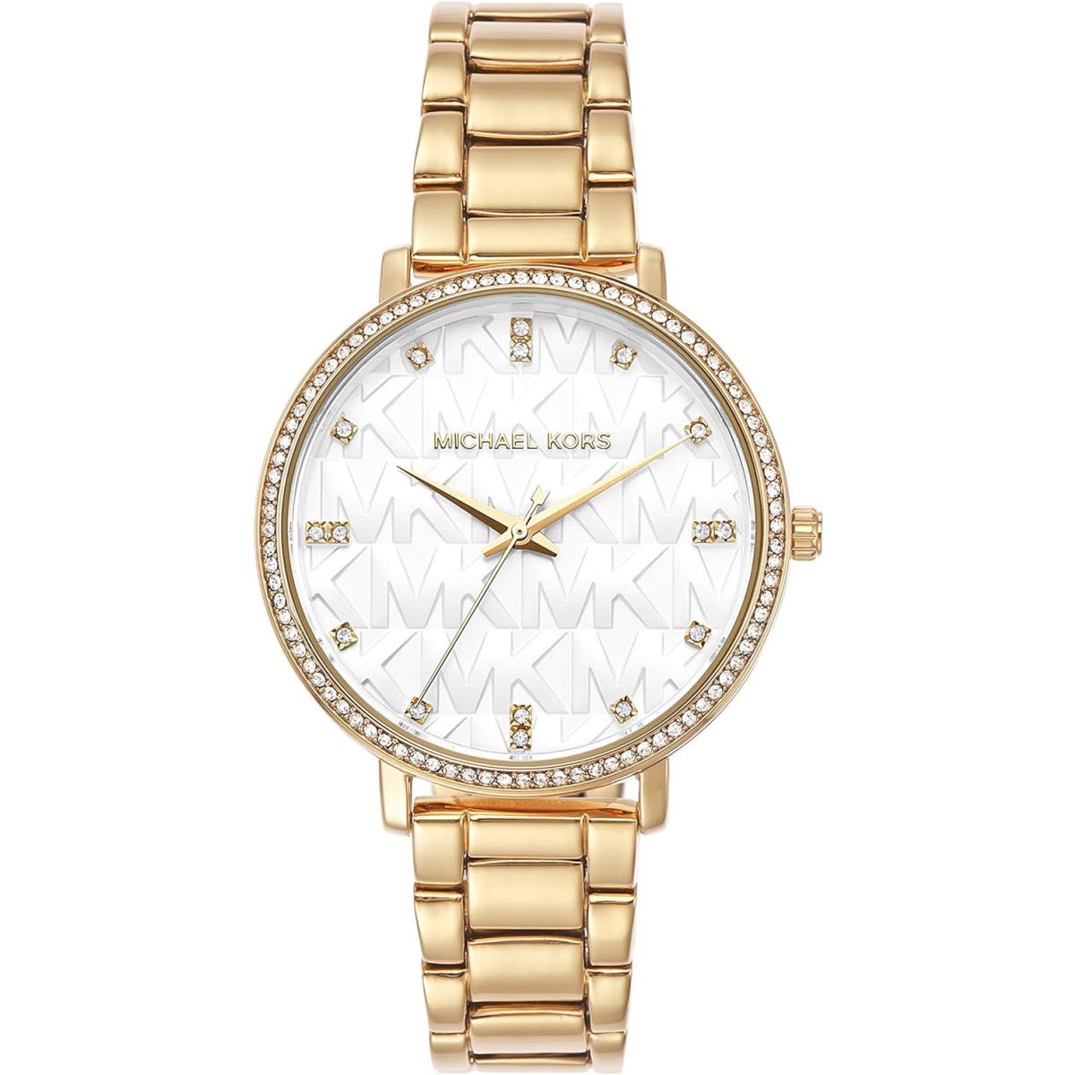 Michael Kors Pyper Stainless Steel Women`s 38mm Quartz Watch - Color Choices All Gold/White Logo