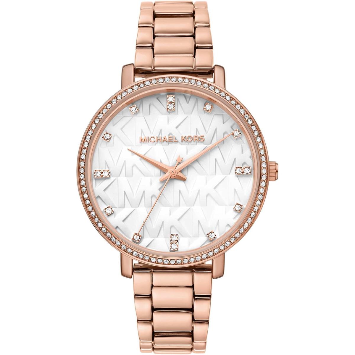 Michael Kors Pyper Stainless Steel Women`s 38mm Quartz Watch - Color Choices All Rose White Logo