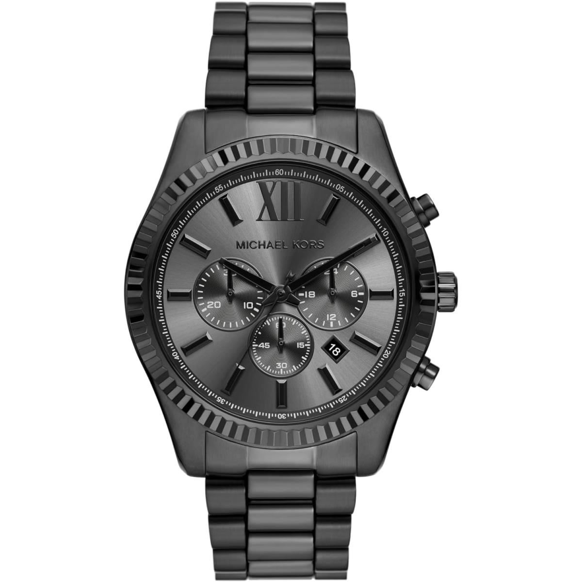 Michael Kors Lexington Men`s Watch Stainless Steel Bracelet Watch For Men All C Black 3-Link