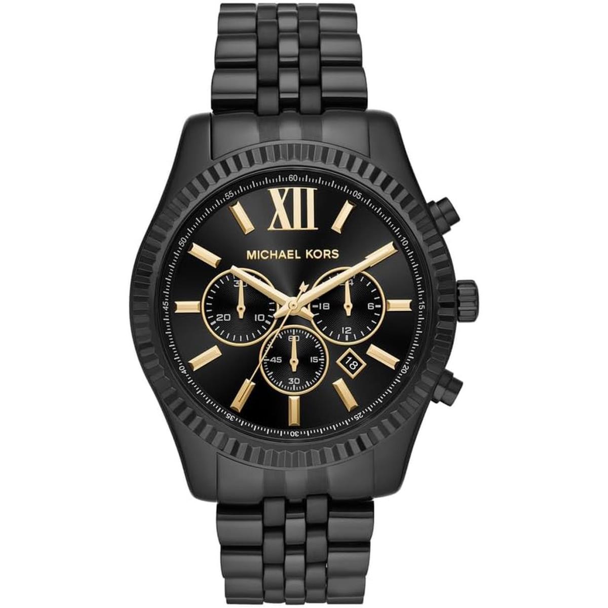 Michael Kors Lexington Men`s Watch Stainless Steel Bracelet Watch For Men All C Black