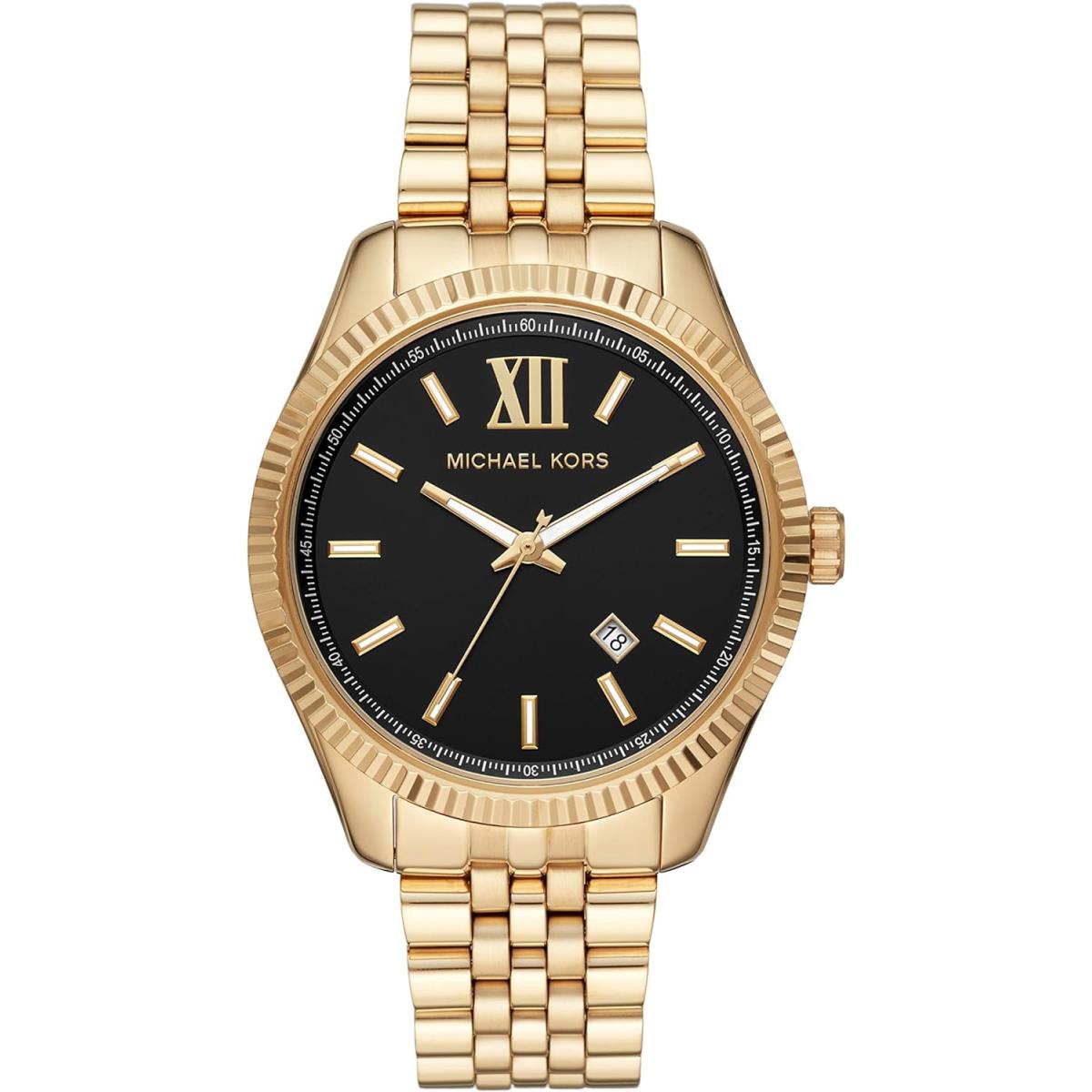 Michael Kors Lexington Men`s Watch Stainless Steel Bracelet Watch For Men All C Gold 42Mm