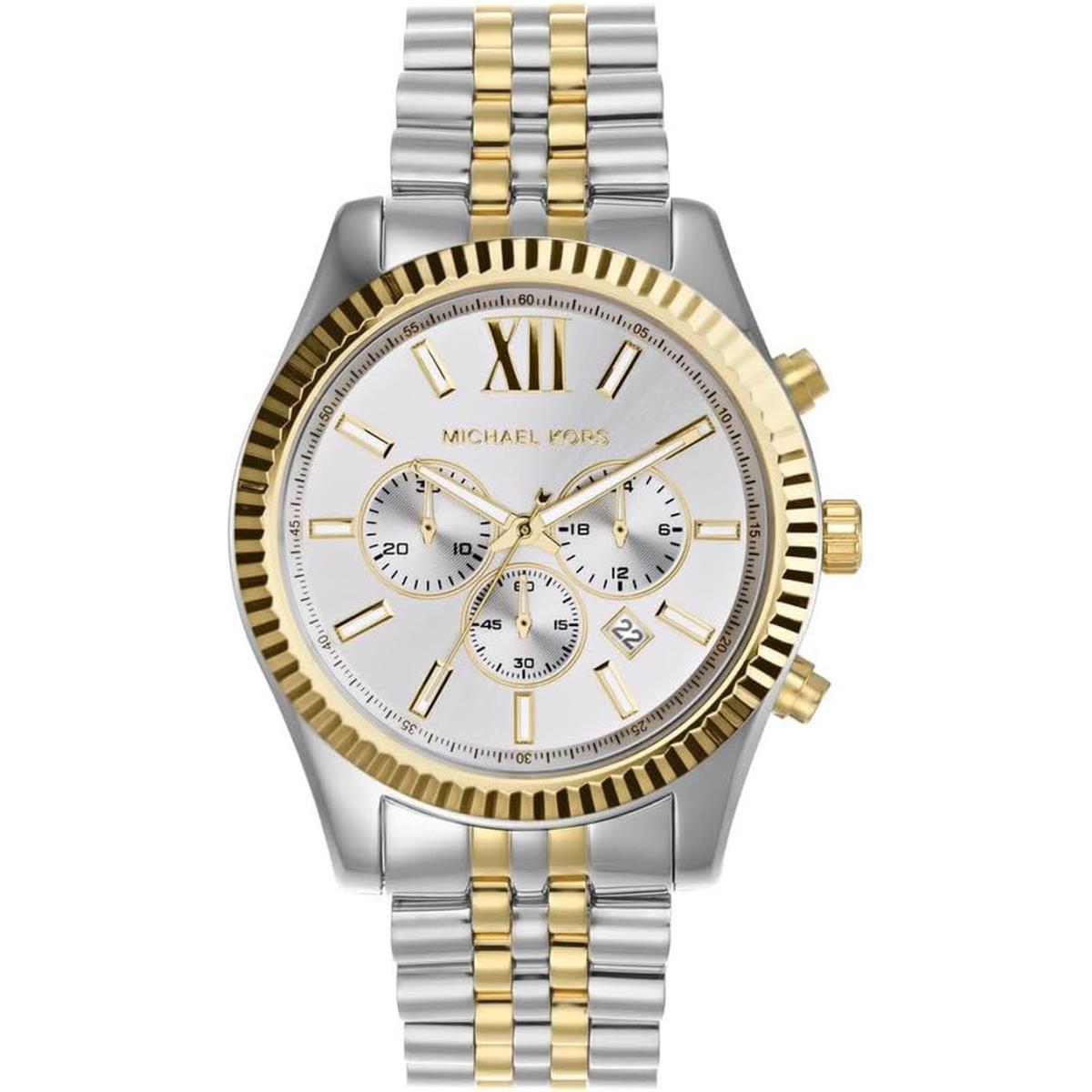 Michael Kors Lexington Men`s Watch Stainless Steel Bracelet Watch For Men All C Silver/Gold