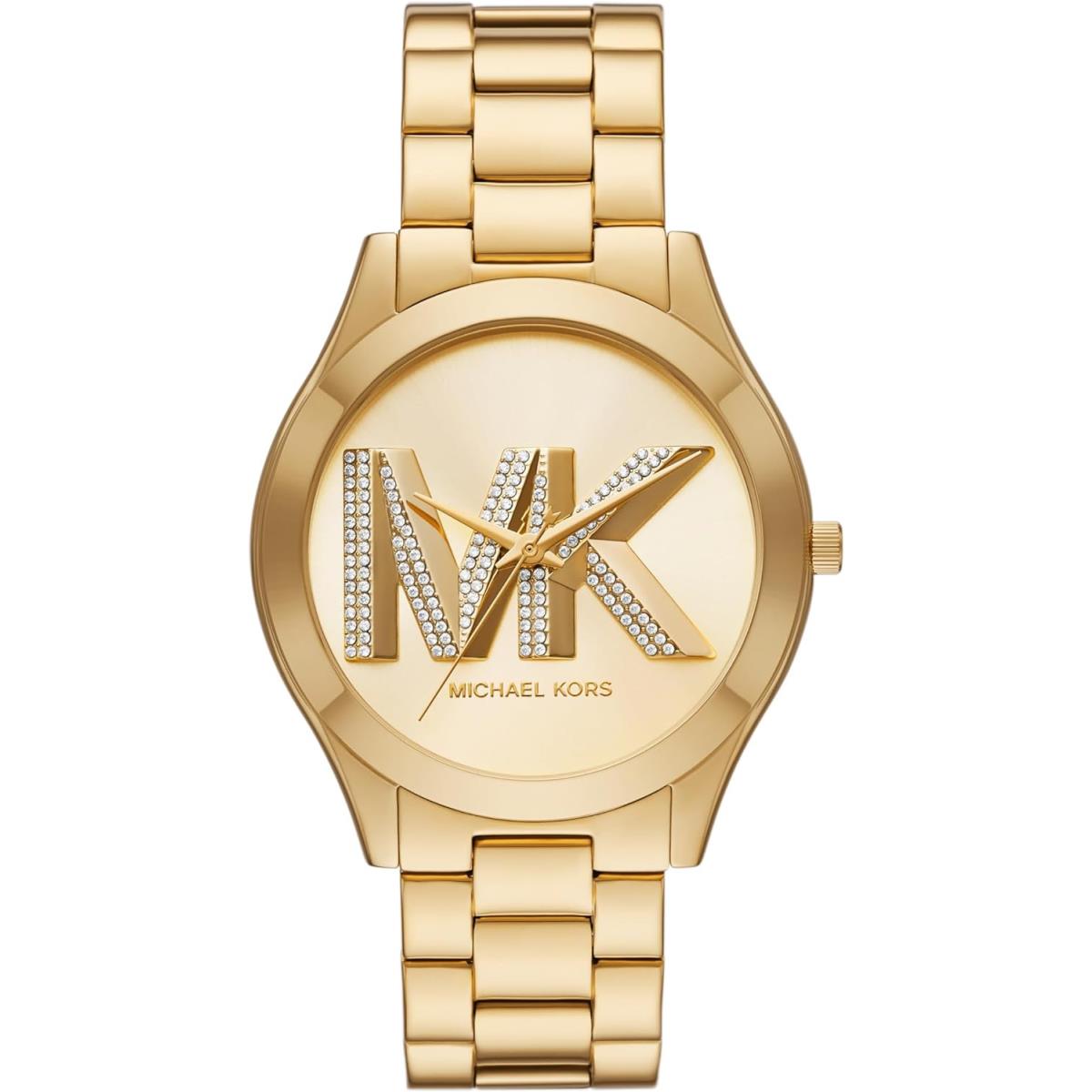 Michael Kors Slim Runway Stainless Steel Women`s Bracelet Watch All Styles All Gold Logo