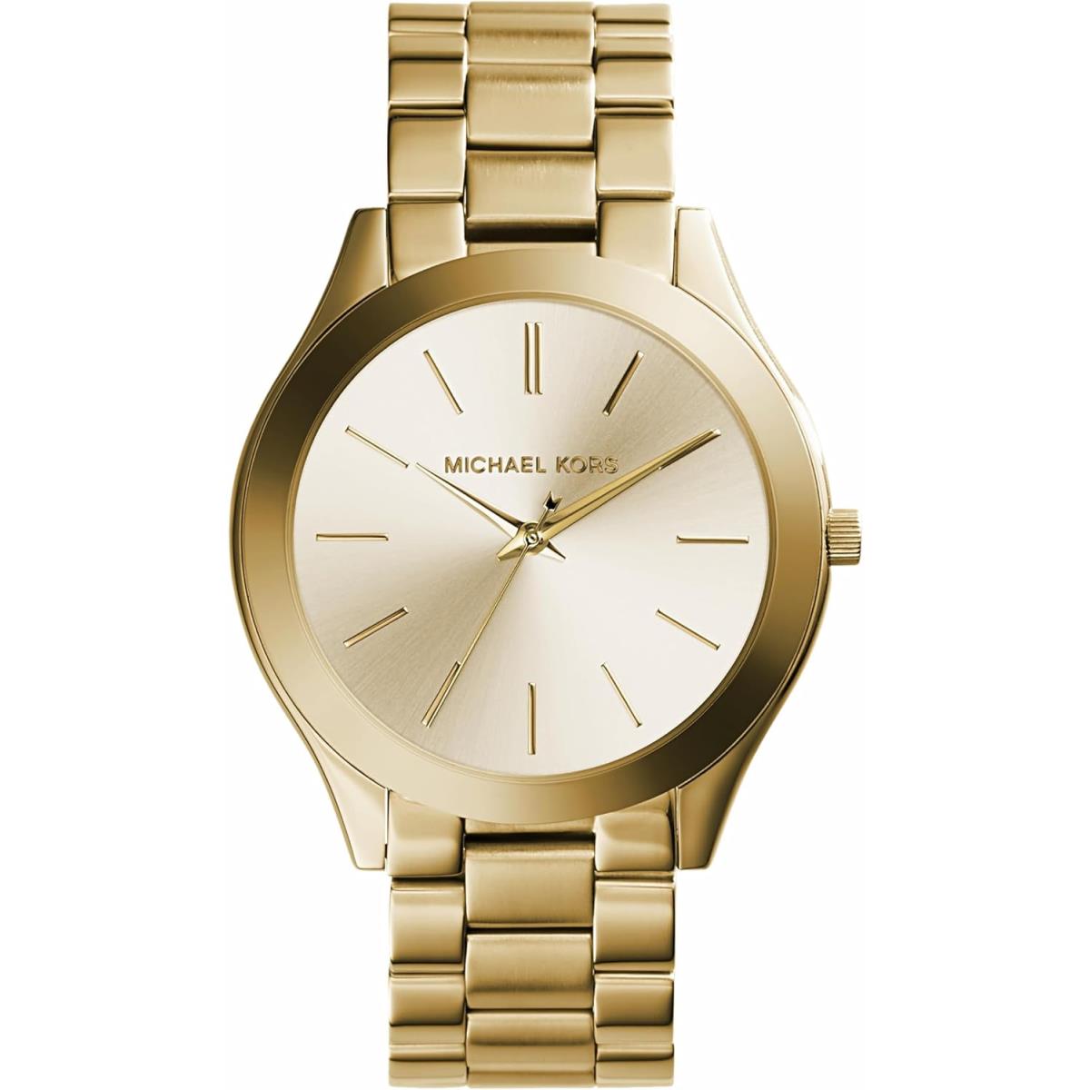 Michael Kors Slim Runway Stainless Steel Women`s Bracelet Watch All Styles All Gold Tone