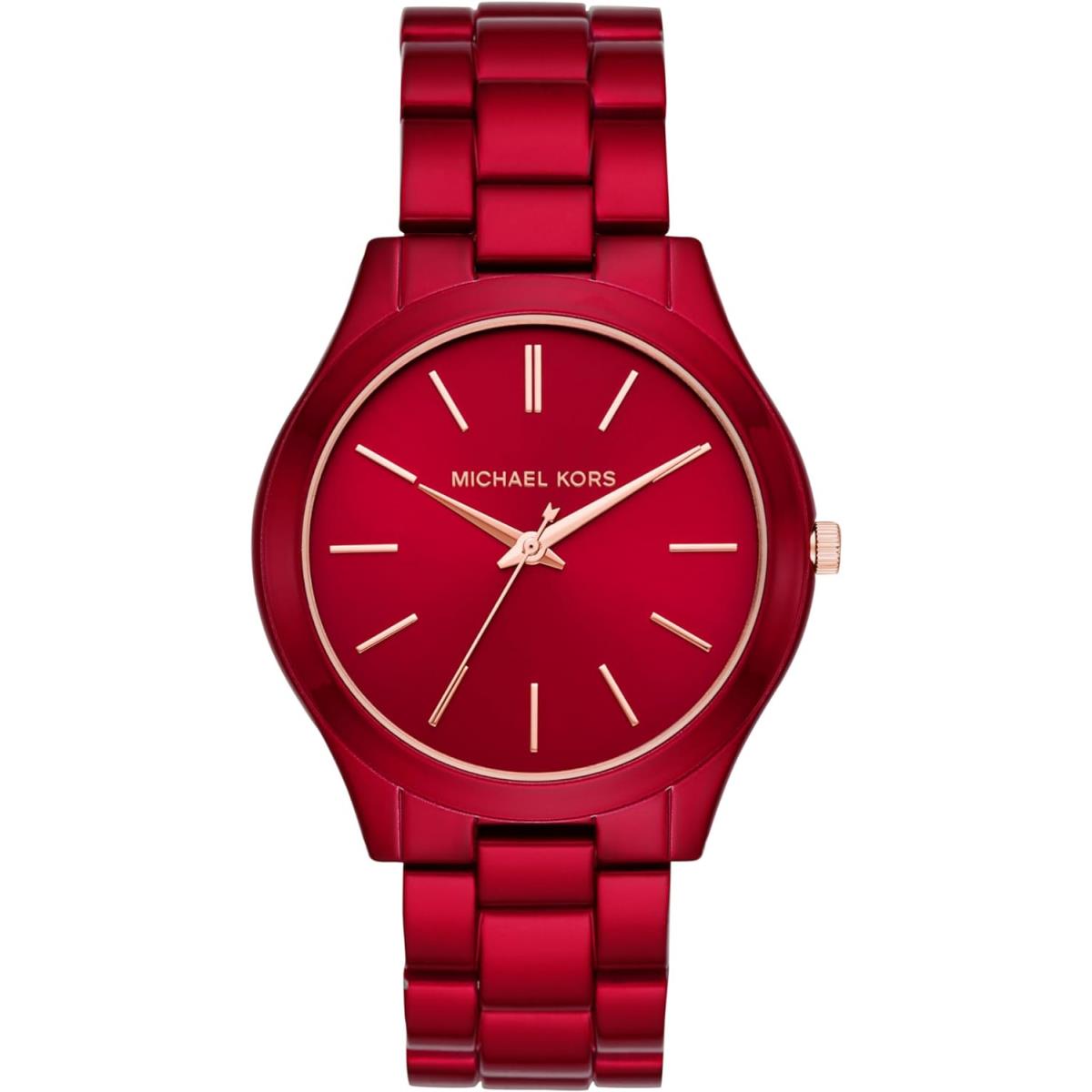 Michael Kors Slim Runway Stainless Steel Women`s Bracelet Watch All Styles All Red Sunray