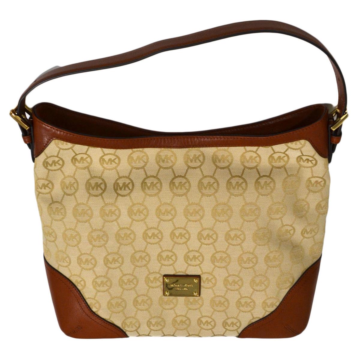 Michael Kors Handbag Purse Millbrook Shoulder Bag Mk Gold Tone Logo Large