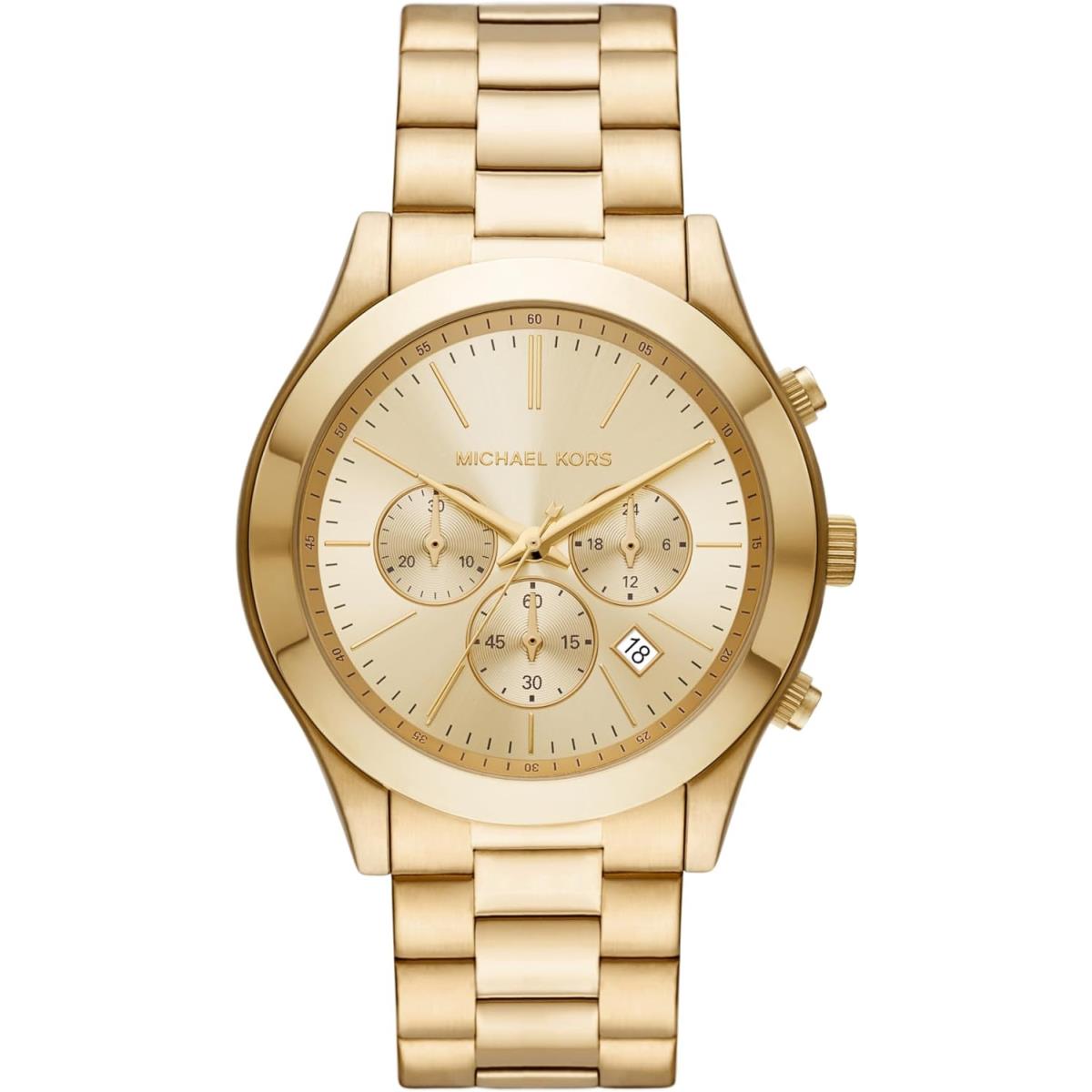 Michael Kors Oversized Slim Runway Men`s Watch Stainless Steel Watch For Men Al Gold Chrono