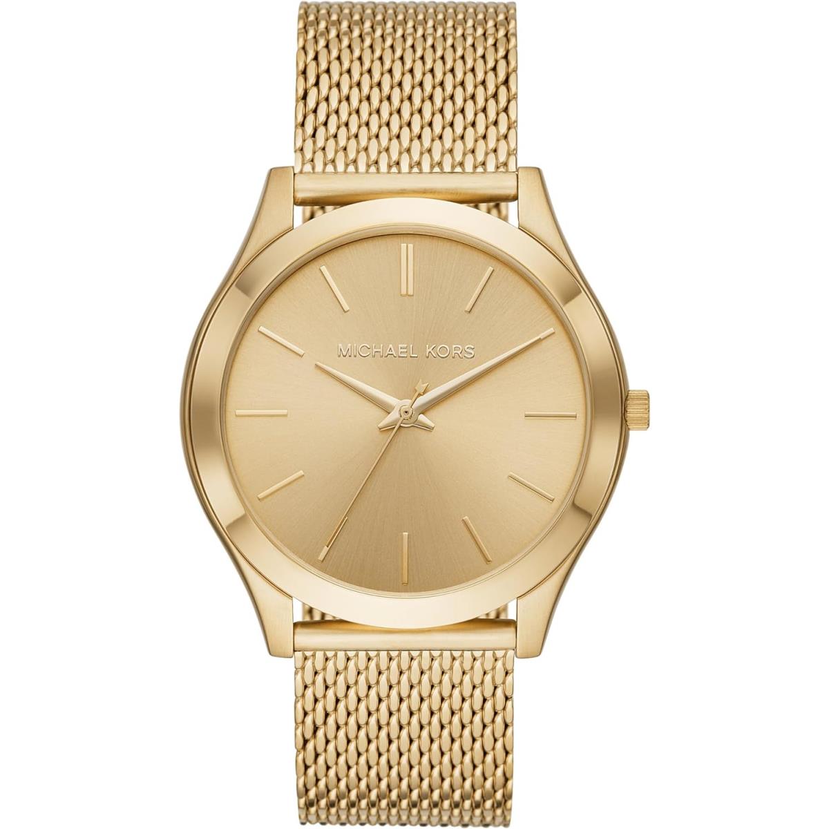 Michael Kors Oversized Slim Runway Men`s Watch Stainless Steel Watch For Men Al Gold Mesh