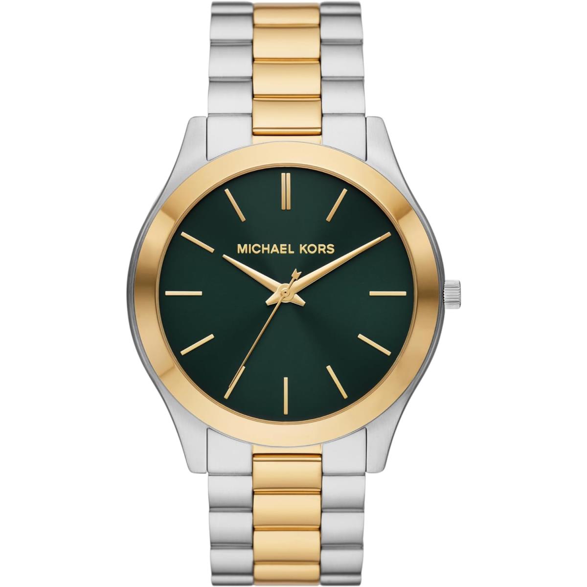 Michael Kors Oversized Slim Runway Men`s Watch Stainless Steel Watch For Men Al Two Tone/Green