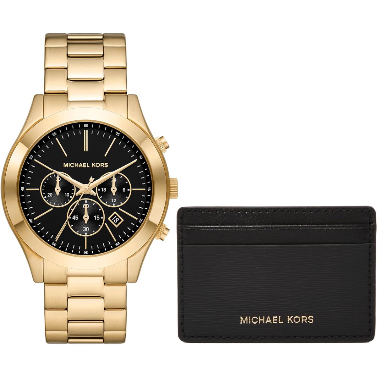Michael Kors Oversized Slim Runway Men`s Watch Stainless Steel Watch For Men Al Wallet Gift Set