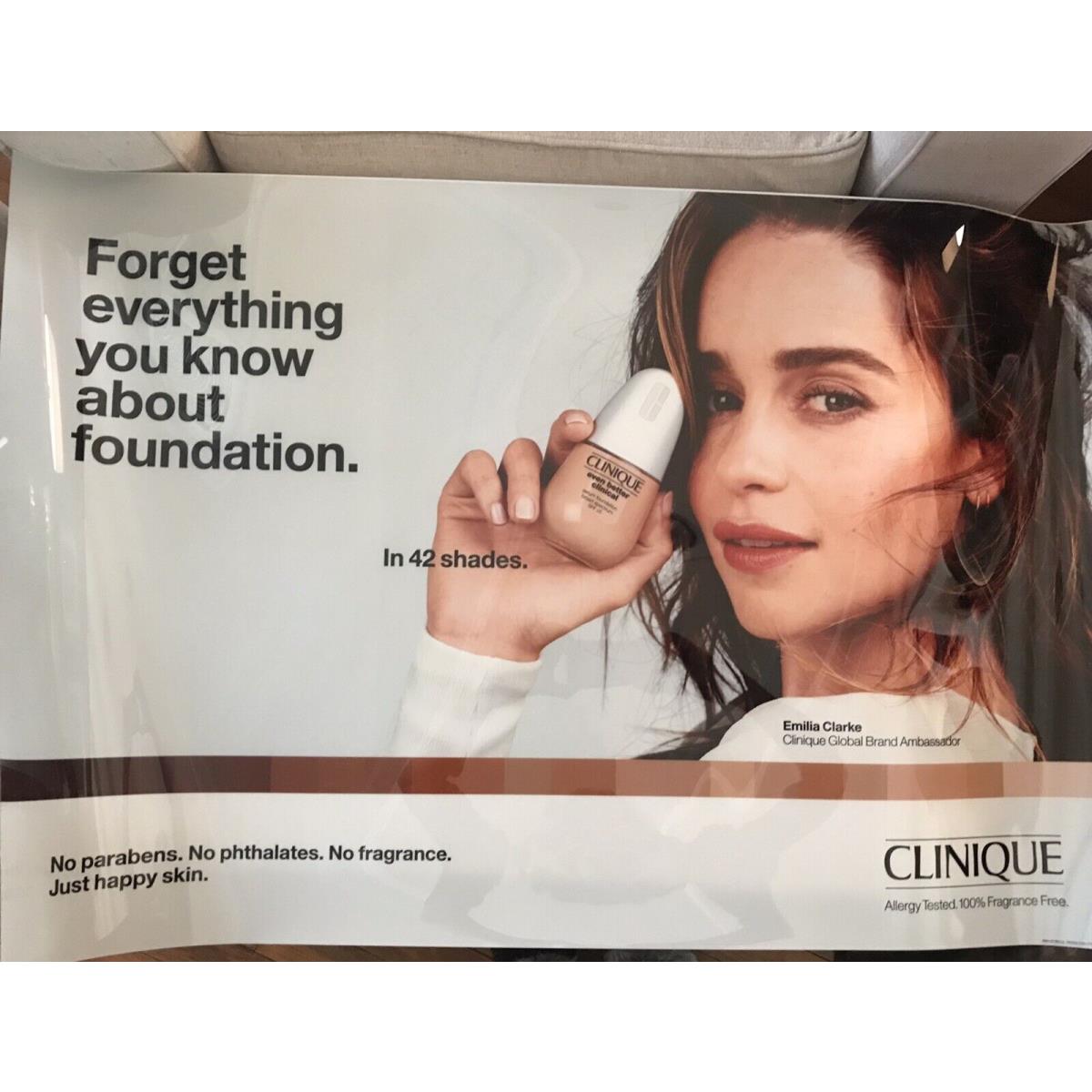 Clinique Cosmetics Vinyl Ad Sign /emilia Clarke Game of Thrones 38 x 25.5