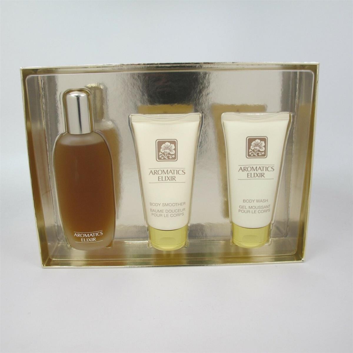 Aromatics Elixir by Clinique 3 Pc Set: 3.4 oz Spray 2.5 oz Lotion Gel