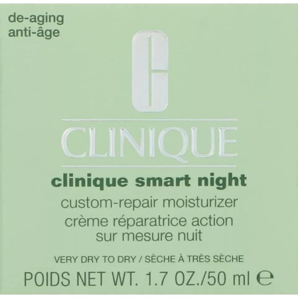 Clinique Smart Night Custom-repair Moisturizer 1.7 oz/50ml Very Dry To Dry 1