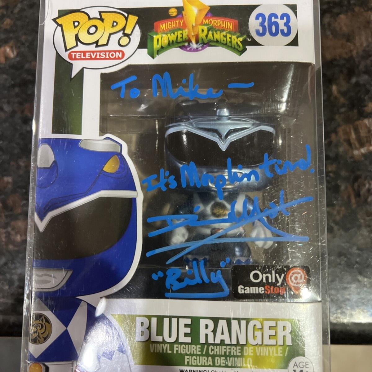 David Yost Signed Funko Pop Mighty Morphin Power Rangers Metallic Blue Gamestop