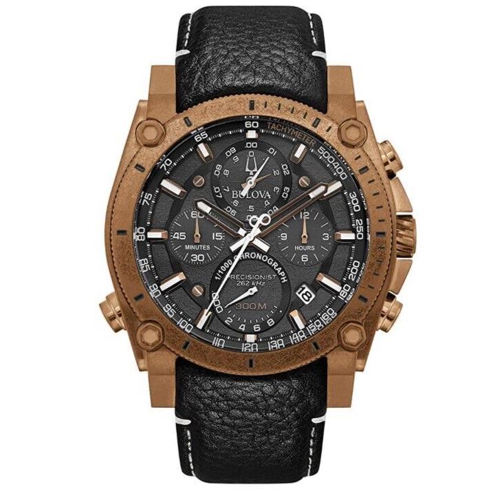 Bulova Men`s Chronograph Calendar Precisionist Quartz Black Watch 46 MM 97B188